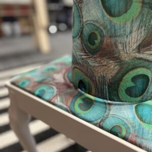 Peacock footstool and matching lampshade